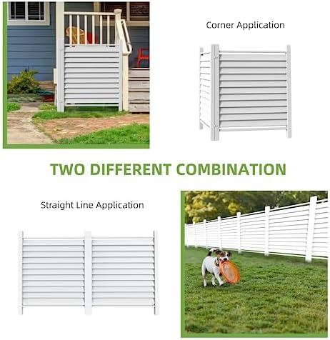 36" W X 45" H Reinforced White Vinyl Privacy Fence, Double Windproof Air Conditioner Fence Trash Can Fence, Louvered Vinyl Screen Panel Kit (1 Panels) - Image 5
