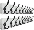 Dseap Coat Rack Wall - Heavy-Duty 38-1/4" Long, with Reinforced 10 Custom Tri-Hooks, Solid Wood Wall Hanger for Coats Hat Jackets - Rustic Farmhouse Entryway Storage, White & Black, Pack of 2 by Dseap