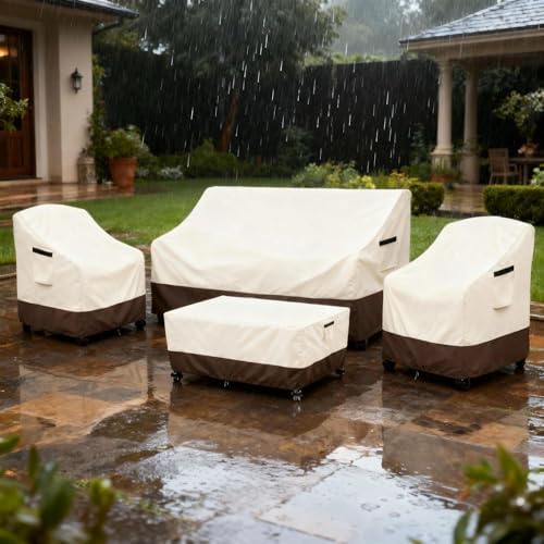 Waterproof Outdoor Patio Furniture Covers 4 Piece Set,L-Large,Beige - Image 6