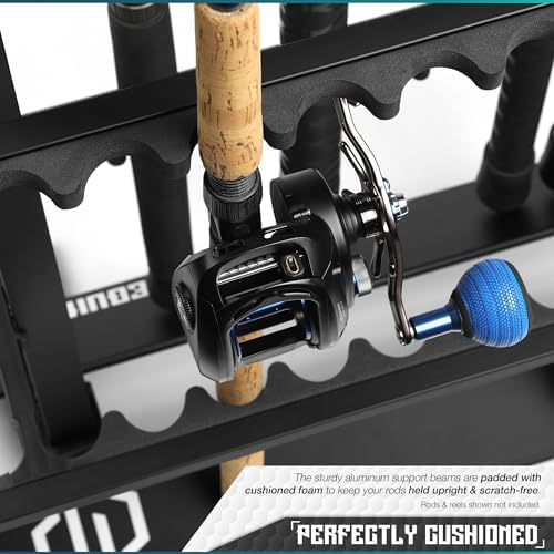 Savior Equipment Fishing Rod Rack Holder Organizer, 24-48 Slots to Hold Fresh Salt Water Spinning Rods & Reel Combo, Lightweight Aluminum Vertical Fish Pole Garage Storage Ground Display Stand - Image 4