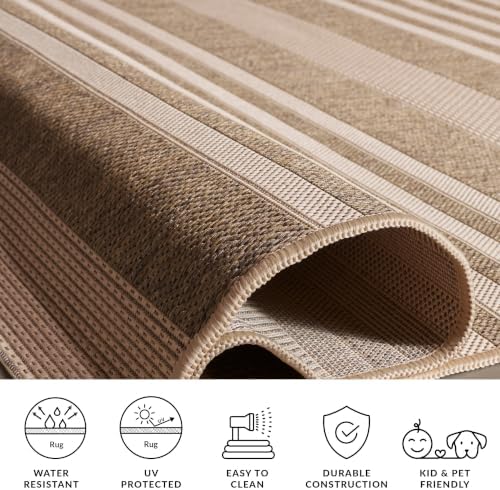 SAFAVIEH Washable Rug Outdoor Courtyard Collection - 2'3" x 22' Runner, Brown & Bone, Non-Shedding & Easy Cleaning, Ideal for Patio, Entryway, Mudroom, Hallway, Kitchen (CY6062-242) - Image 6