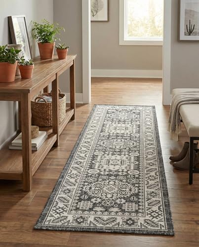 Rugs.com - Outdoor Aztec Rug – 8 Ft Runner Charcoal Gray Indoor/Outdoor Rug – Weather-Resistant Flatweave for Patios, Porches, and Decks - Image 4
