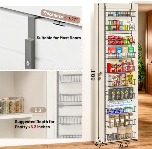 ElegantArray 10-Tier Pantry Door Organizer, Light Gray - Image 2