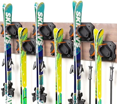 Ski & Snowboard Wall Rack for Garage Wall Fits Any Ski/board, Ski Wall Mount Holders Damage-Free Storage Rack, Garage Organization Space-Saving Winter Gear Organizer by SkifavsSkiWallMount
