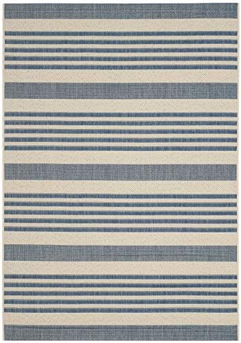 SAFAVIEH Courtyard Outdoor Area Rug 4'x5'7", Beige & Blue CY6062-233 - Image 2