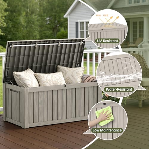 Outdoor Large Storage Cabinet Deck box, 150 Gallons Waterproof Heavy Duty Deck Box, Lockable Patio Storage box for Garden Tools, Lawn Mower, Bike, Trash Cans, Pool Supplies - Image 3