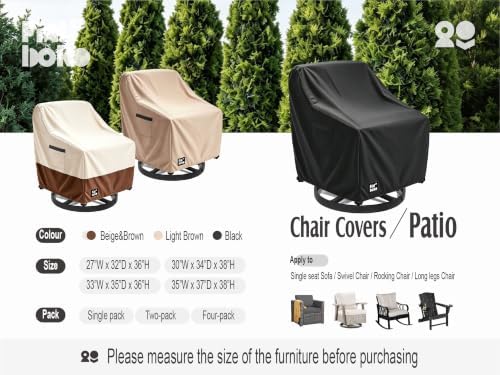 Patio Chair Covers 2 Pack,27Wx32Dx36H inches Outdoor Chair Covers,100% Waterproof Heavy Duty Outdoor Furniture Covers Waterproof,Black Minimalism Style Patio Furniture Cover - Image 3