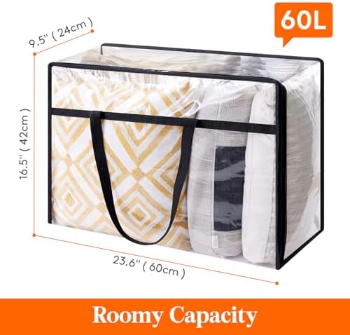 Lifewit 60L Clear Clothes Storage Bags,Plastic Foldable Blanket Storage Bag - Image 3