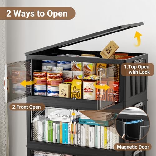 BROVIEW V60 140QT Plastic Stackable Storage Bins with Lid, 1Pack Black - Image 4
