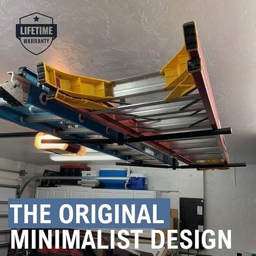 StoreYourBoard Adjustable Overhead Ladder Rack – Garage Organizer Ladder Shelf for Step & Extension Ladders - Storage Racks and Shelving for Garage Organization - Ceiling Mounted - Holds 150 lbs - Image 2