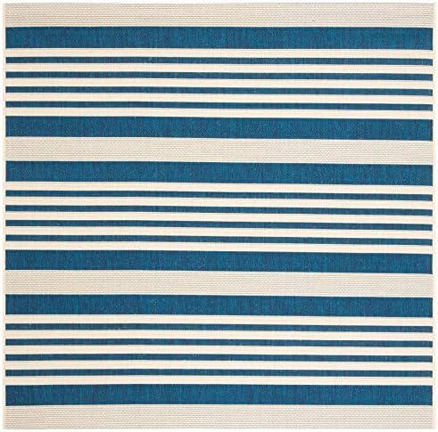 SAFAVIEH Washable Rug Outdoor Courtyard Collection - 5'3" Square, Navy & Beige, Non-Shedding & Easy Cleaning, Ideal for Patio, Backyard, Mudroom (CY6062-268) - Image 3
