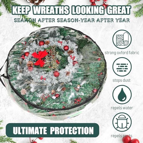 Shappy 10 Pcs 36 Inch Clear Wreath Storage Bags PVC Waterproof, Black - Image 5