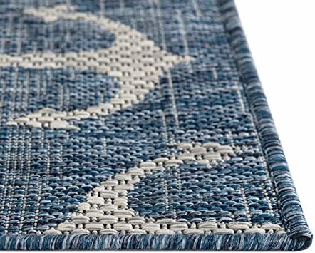 Unique Loom Outdoor Coastal Collection Area Rug - Ahoy (7' x 10' Rectangle Blue/Ivory) - Image 6