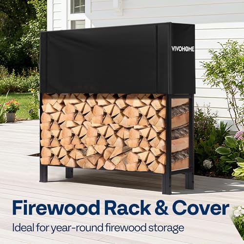 VIVOHOME Upgraded Heavy Duty 4 ft Firewood Rack Outdoor with Cover - Image 2