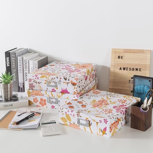 Soul & Lane - Keepsake Storage Boxes with Lids, Set of 3, Floral Collage - Image 3