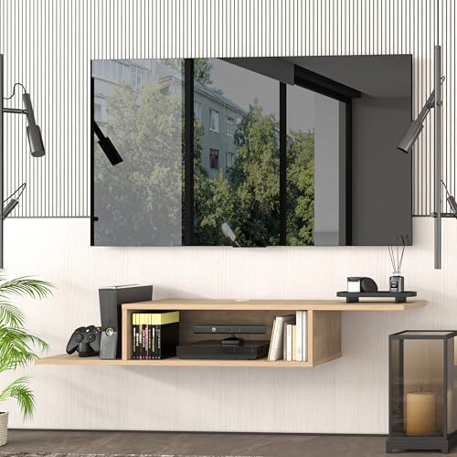 Atelier Mobili Floating TV Stand for Up to 65 Inch TVs – Wall Mounted Floating Shelf for Under TV, Entryway Organizer & Bedroom Vanity – Multi-Purpose Storage & Display Console (Oak, 57INCH) - Image 3