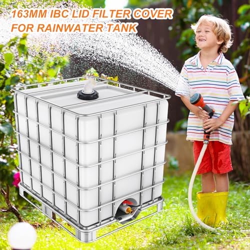 PATIKIL 45° IBC Lid Filter Cover 163mm Plastic Ton Barrel Cover with Washable Nylon Filter IBC Tote Hose Adapter IBC Tank Container for Rainwater Tank Rain Tank 1000L IBC Tank, Black White (Pack of 2) - Image 6