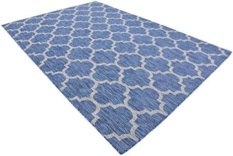 Unique Loom Outdoor Trellis Collection Area Rug (7' 1" x 10' Rectangle, Navy Blue/ Ivory) - Image 4