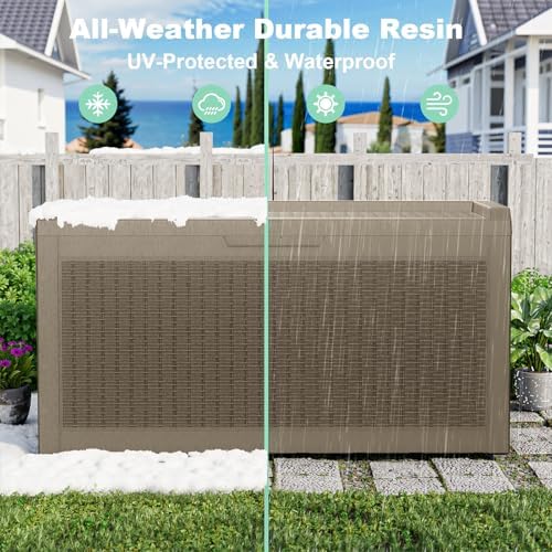 Vixzen 70 Gallon Deck Boxes Outdoor Waterproof, Lockable Resin Storage Box with lid for Furniture Cushions, Weatherproof Containers Outside Storage Boxes for Garden Patio Pool Tools(Grey, 70 Gallon) - Image 3