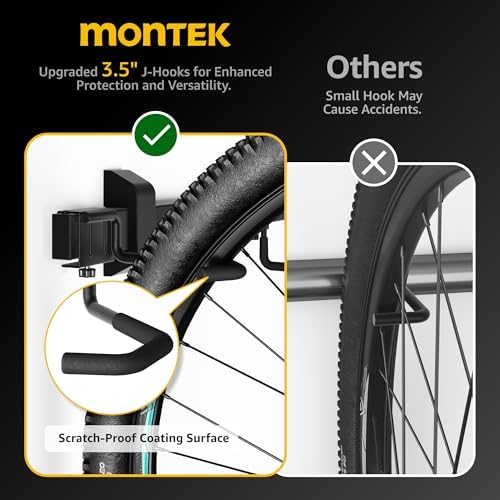 monTEK Enhanced Bike Storage Rack,Adjustable 3-Bike and 2-Helmet Hangers - Image 4