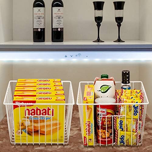Upright Freezer Organizer Bins， Freezer Baskets for 16, 17, 21 cu.ft Standup Freezer, Wire Storage Baskets with Built-in Handles for Frozen Foods, Snacks, Vegetables, Fruits and More, Set of 4 , White - Image 7