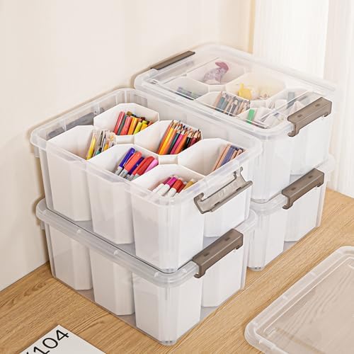 Citylife 17QT 4-Pack Clear Storage Bins with Lid 6 inserts Stackable - Image 3