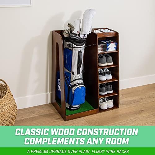 GoSports Premium Wooden Golf Bag Organizer and Storage Rack - Black, White or Brown Finish - Image 4