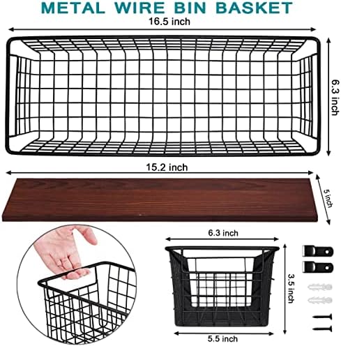 SheeChung [Extra Large Wall Storage Basket, Metal Hanging Basket, Black - Image 4