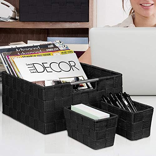 Sorbus Baskets for Organizing, 7-Piece Hand-Woven Storage Set (Black) - Image 6