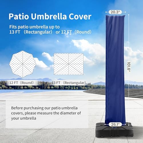 Cantilever Patio Umbrella Cover with Zipper and Pole, Navy - Image 3