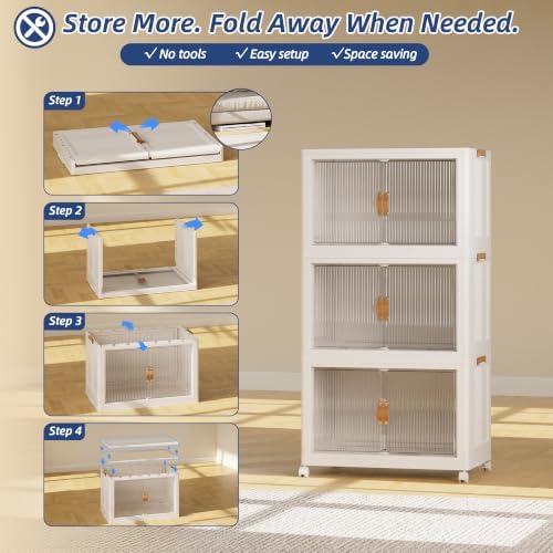 SAILUN Stackable Storage Bins with Lid, 143QT 3Pack Beige - Image 6