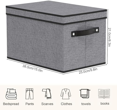Storage Bins with Lid,Gray Baskets,15 x 9.8 x 8.3 In,5-Pack - Image 4