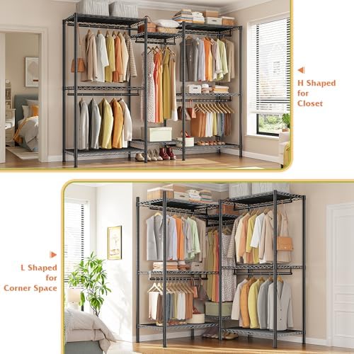 Raybee Clothes Rack, L Shaped Portable Closets for Hanging Clothes, 900LBS - Image 4