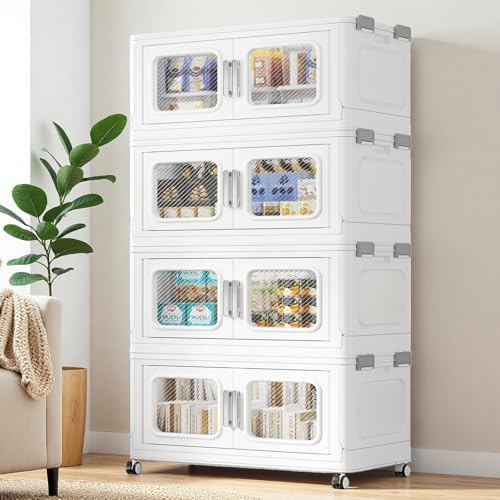 BROVIEW 600 Qt/152 Gal Stackable Storage Bins with Lids, 4 Pack, White by BROVIEW-EnjoytheArtofLife