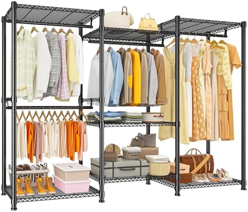 Raybee Clothes Rack, Freestanding Closet Storage System, 4 Rods 7 shelves by Raybee