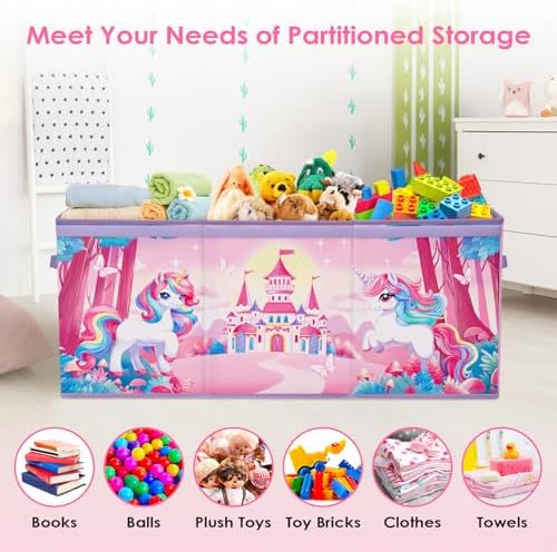 decalsweet Large Toy Box Collapsible Chest Organizer with Flip Lid for Kids - Image 4