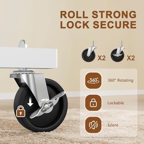 Hoctieon Z Clothes Rack with Cover, Metal Heavy Duty Clothing Rack, Rolling Garment Rack with Wheels, with Dustproof Cover Waterproof Protector, with 2 Durable Zippers, for Hanging Clothes, White - Image 3