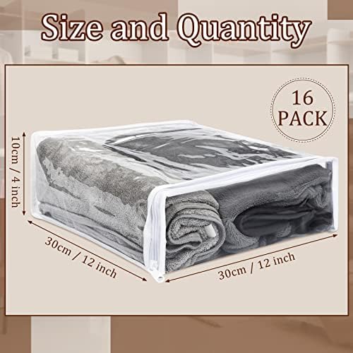 Kingdder 16 Pcs Clear Zippered Storage Bags Plastic Sweater Bag with Zipper - Image 2