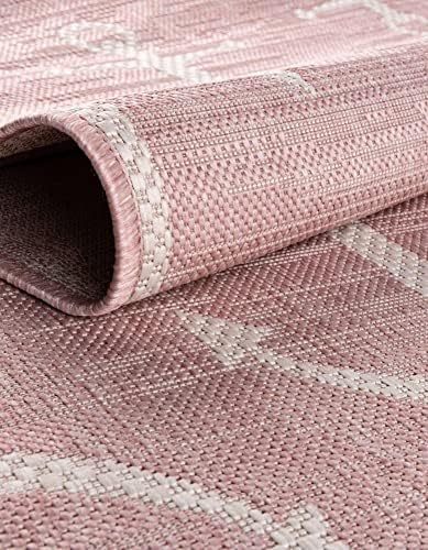 Unique Loom Outdoor Coastal Collection Area Rug - Ahoy (13' Round Pink/Ivory) - Image 5