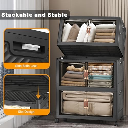 UAMFURI Stackable Storage Bins, 896QT Collapsible Drawers with 2 Lids - Image 6