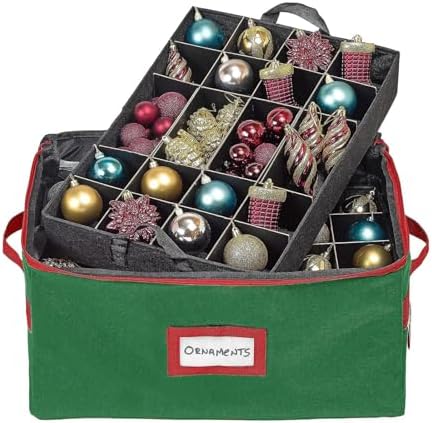 HOLDN’ STORAGE Christmas Ornament Storage Box with Dividers - Fits 96-3” Ornaments, 4 Removable Trays, Durable & Space-Saving, Clear Top Lid, Convenient Storage Designed, Green - Image 2