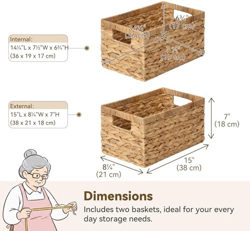 GRANNY SAYS Wicker Storage Baskets for Shelves, Hyacinth Baskets, 2-Pack - Image 2
