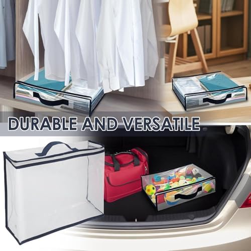 6 Pcs Clear Clothes Storage Bag Organizer with Reinforced Handle, Clothes Blankets Storage Bags for Sweater Clothes Bed Sheet Quilt Organizer with Zipper for Closet Linen Sweater Bed Sheet Pillow - Image 5