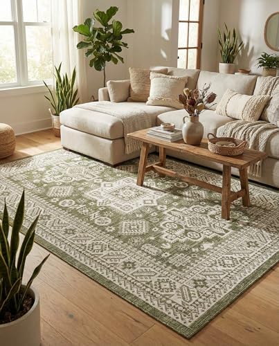 Rugs.com - Outdoor Aztec Rug – 5' 3 x 8' Green Indoor/Outdoor Rug – Ideal for Patios, Decks, and Porches - Image 5