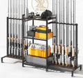 SOYEEZE Fishing Rod Holder for 28 Rods, Ground Stand Fishing Pole Holders for Garage, 3-Sided Vertical Fish Rod Rack for Tackle Box, Fishing Supplies,a Display Fish Gear Storage Gift for Man by SOYEEZE