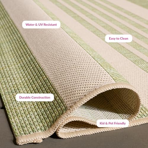 SAFAVIEH Washable Rug Outdoor Courtyard Collection - 5'3" x 7'7", Beige & Sweet Pea, Non-Shedding & Easy Cleaning, Ideal for Patio, Backyard, Mudroom (CY6062-218) - Image 6