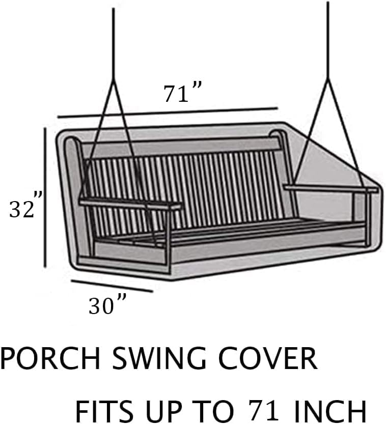 Porch Swing Cover 71Inch Waterproof 600D Oxford Hanging Outdoor Swing Cover Garden Hammock Patio Furniture Covers (Black, 71x28x(35-28) Inch) - Image 2
