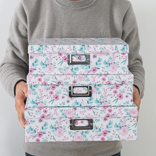 Soul & Lane - Pretty Floral Decorative Storage Boxes with Lids, Set of 3 - Image 3