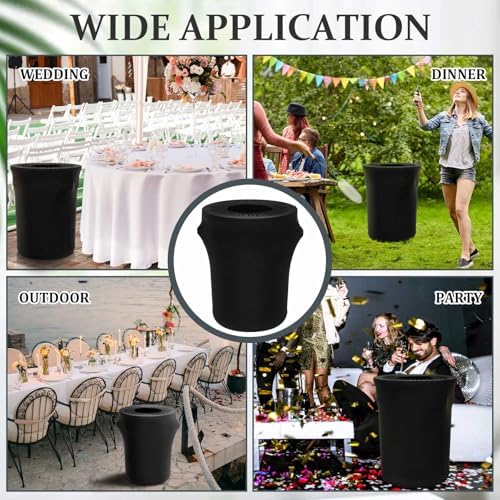 Tanlade 10 Pcs 55 Gallon Stretch Spandex Trash Can Covers Round, Black - Image 6