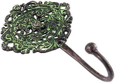 Indian Shelf 4 Piece Floral Brass Antique Wall Hooks for Bags Keys & Coats by IndianShelf
